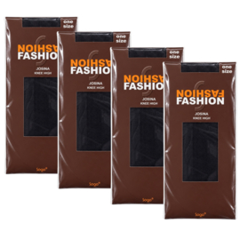 Dames pantykniekousen met ajourpatroon - 4 Pack - One size - Zwart