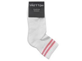 Quarter Sneakersok - SQOTTON® - Wit-Roze Gestreept