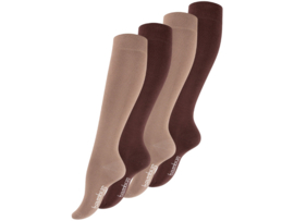 4 paar Bamboe kniekousen - Naadloos - Bruin/Beige