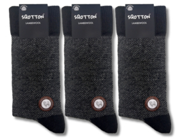 3 Paar SQOTTON® Lamswollen sokken - Naadloos - Gemêleerd Grijs