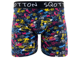 Boxershort - SQOTTON® - Graffiti - Marineblauw