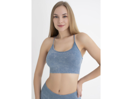 Sportbeha met spaghettibandjes en gekruiste rug – WOOSTER® - Jeansblauw