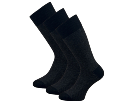 3 Paar SQOTTON® Lamswollen sokken - Naadloos - Gemêleerd Zwart