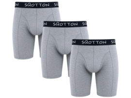 3-Pack SQOTTON® boxershort - Extra lange pijp - Grijs