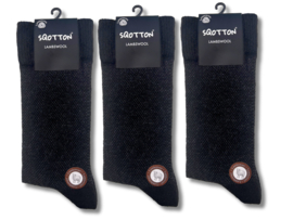 3 Paar SQOTTON® Lamswollen sokken - Naadloos - Gemêleerd Zwart