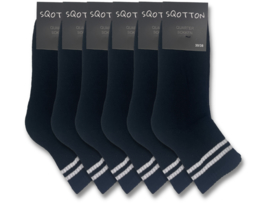 6 paar Quarter Sneakersokken - SQOTTON® - Zwart-Wit Gestreept