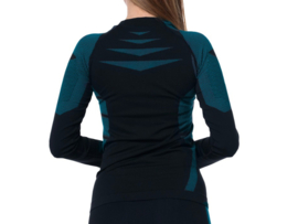 Dames thermoshirt met lange mouwen - Zwart/Turquoise