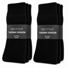 6 paar Heren Thermosokken - SQOTTON® - Zwart