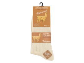2 paar Wollen sokken met Alpacawol - Fijn gebreid - Unisex - Ecru-Grijs