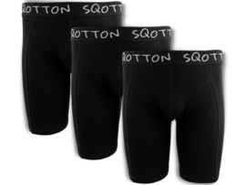 3-Pack SQOTTON® boxershort - Extra lange pijp - Zwart