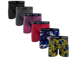 Heren boxershorts - SQOTTON® - 6 stuks - Spetters/Jungle