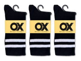 3 paar Naadloze herensokken met strepen - Zwart/Wit