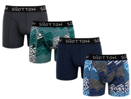 SQOTTON® Katoenen boxershorts -  4-Pack - Urban Grid