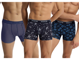 3-Pack WOOSTER® Heren Boxershorts met Prints - Blauw-mix