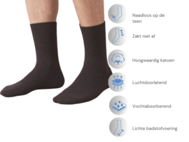 12 Paar Naadloze sokken met Lichte Badstofzool - Zwart