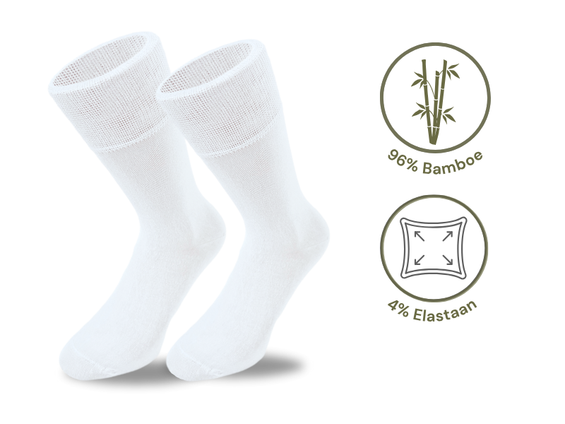 6 paar SQOTTON® Bamboe sokken - Naadloos - Wit