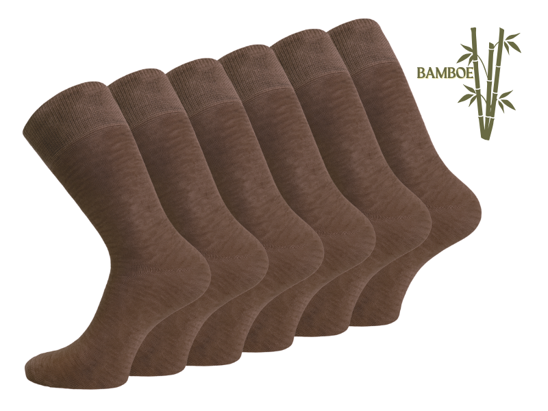 6 paar SQOTTON® Bamboe sokken - Naadloos - Kastanjebruin