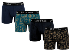 SQOTTON® Katoenen boxershorts - 4-Pack - Golden Tribe