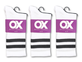 3 paar Naadloze damessokken met strepen - Wit/Zwart