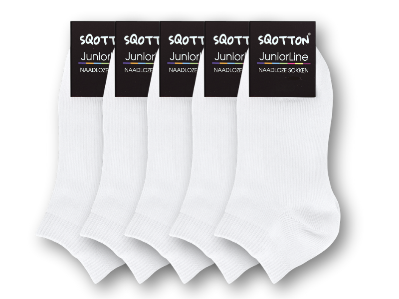 5 paar Kids Sneakersokken - Katoen - SQOTTON® - Wit