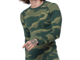 Heren thermoshirt met lange mouwen - Camouflage Groen