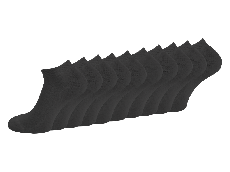 10 paar Badstof Sneakersokken - Extra gevoerd - Naadloos - SQOTTON® - Zwart