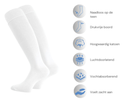 3 paar Katoenen kniekousen - Naadloos - Drukvrije boord - Wit