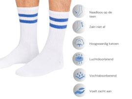 3 paar Naadloze herensokken met strepen - Wit/Blauw