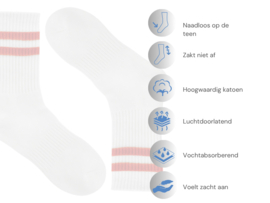3 paar Naadloze damessokken met strepen - Wit/Rood