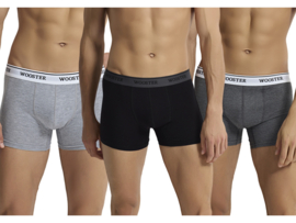 3-Pack WOOSTER® Heren Boxershorts - Zwart-Grijs-Antraciet