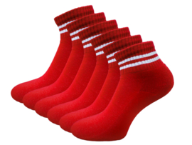 6 paar Quarter Sneakersokken - SQOTTON® - Rood-Wit Gestreept