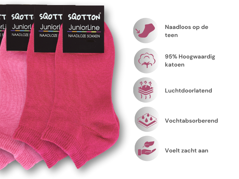 6 paar meisjes Sneakersokken - Katoen - SQOTTON® - Roze-Mix