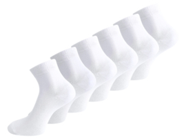 6 paar Naadloze Bamboe Quartersokken - Wit