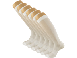 6 paar Compressie Kniekousen - SQOTTON® - Off-white