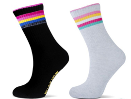 2 Paar meisjes sokken - Glitter-Strepen - Zwart/Grijs
