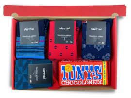 Naadloze sokken met chocolade - Giftbox - Glens - Rood