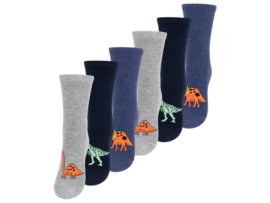 6 paar Jongenssokken met Dinosaurusprint