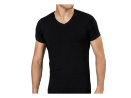 SQOTTON® V-hals T-shirt - Zwart