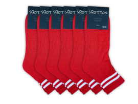 6 paar Quarter Sneakersokken - SQOTTON® - Rood-Wit Gestreept