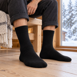 6 paar Heren Thermosokken - SQOTTON® - Zwart