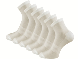 6 paar Compressie Quarter Sportsokken - SQOTTON® - Off-white