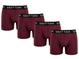 SQOTTON® Heren Boxershorts 4-Pack - Normale Lengte - Bordeaux