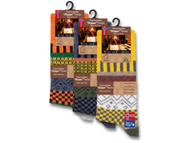 3 paar Noorse wollen sokken - Hygge - Gemixt - Blauw/Geel/Oranje