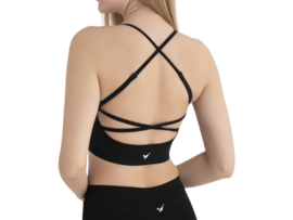 Sportbeha met spaghettibandjes en gekruiste rug – WOOSTER® - Zwart