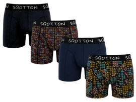 SQOTTON® Katoenen boxershorts - 4-Pack - Mosaic Nights