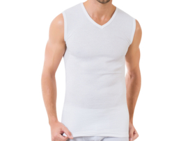 SQOTTON® A-shirt - V-hals - mouwloos - Wit