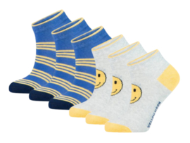 6 paar sneakersokken - Smiley - Blauw/Grijs