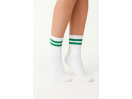3 paar Naadloze damessokken met strepen - Wit/Groen
