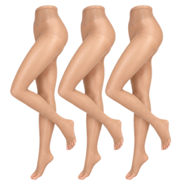 3 stuks teenloze panty's - 8 denier - Naturel