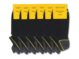 6 paar SQOTTON® Lage Werksokken - Met Badstofvoering en Lipje - Naadloos - Zwart